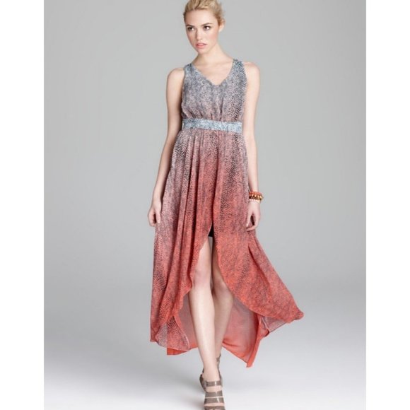 Guess Dresses & Skirts - NWT Guess Cactus Flower Ombre Maxi Dress Size XS Extra Small Snakeskin High Low